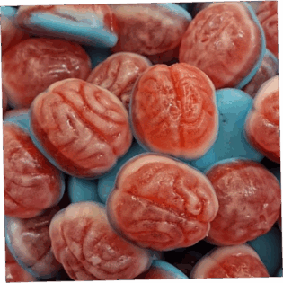 Żelki "Mózgi" jogurtowo-owocowe nadziewane musem malinowym