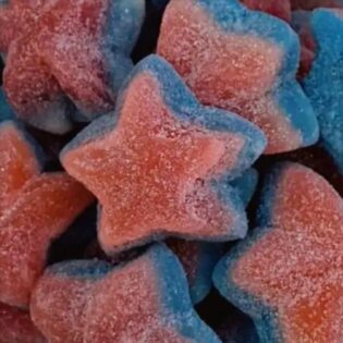 Żelki "Gwiazdki" o smaku gumy balonowej, słodkie w cukrze