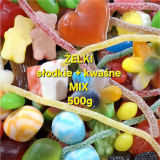 Żelki słodkie+kwaśne MIX - 30 wybranych losowo smaków 500g/45zł