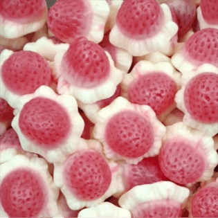 Żelki "Truskawka w białej spódniczce" z nadzieniem truskawkowym