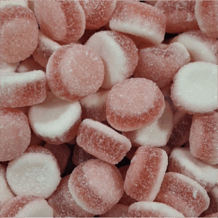 Żelki "Mini tarta" z nadzieniem truskawkowym w cukrze