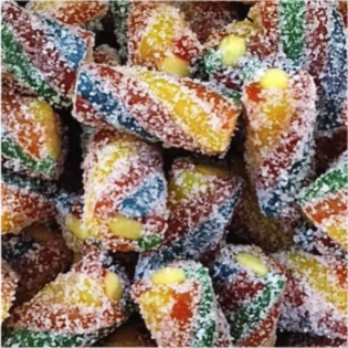 Żelki "Mini warkoczyki" kwaśne, o smaku ananasowym