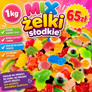Żelki owocowe/jogurtowe słodkie MIX, losowo wybrane rodzaje 1kg