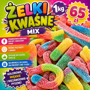 Żelki kwaśne MIX, losowo wybrane rodzaje 1kg