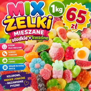 Żelki MIX słodkie i kwaśne, losowo wybrane rodzaje 1kg