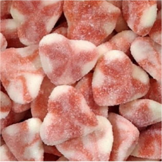 Żelki "Serduszka Twist" w cukrze o smaku jogurtowo-truskawkowym