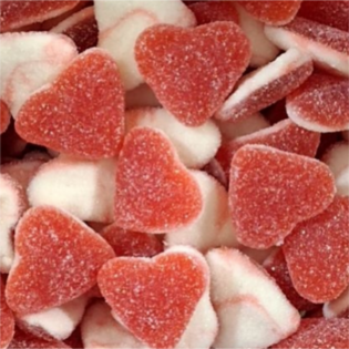 Żelki "Serduszka z pianką" w cukrze o smaku truskawkowym