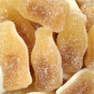 Żelki "Buteleczki cola z nadzieniem" w cukrze